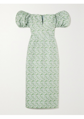 MARKARIAN - Yvette Floral-brocade Midi Dress - Blue - US0,US2,US4,US6,US8,US10,US12