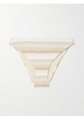 Max Mara - Swami Metallic Striped Stretch Bikini Briefs - White - x small,small,medium,large,x large,xx large