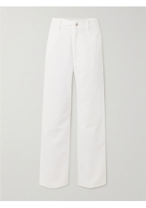 LOEWE - + Paula's Ibiza Leather-trimmed Embroidered High-rise Wide-leg Jeans - White - FR 32,FR 34,FR 36,FR 38,FR 40,FR 42,FR 44