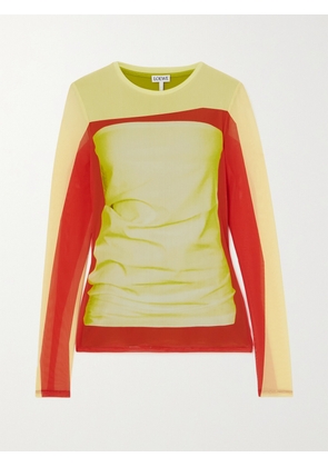 LOEWE - Printed Stretch-mesh Top - Yellow - x small,small,medium,large