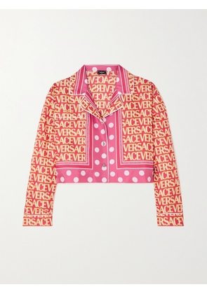 Versace - Cropped Printed Silk-twill Shirt - Pink - IT36,IT38,IT40,IT42,IT44,IT46,IT50