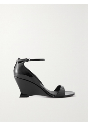 Ferragamo - Vidette Patent-leather Wedge Sandals - Black - US6,US6.5,US7,US7.5,US8,US8.5,US9,US9.5,US10,US10.5,US11