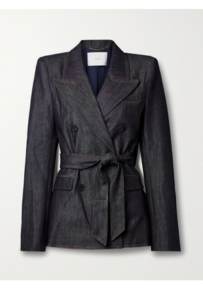 Adam Lippes - Belted Double-breasted Denim Jacket - Blue - x small,small,medium,large,x large