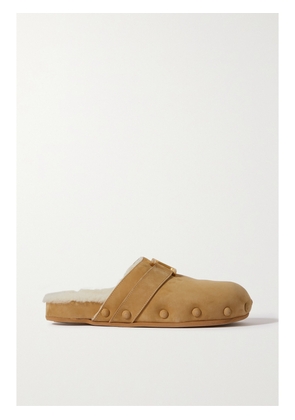 Chloé - Marcie Embellished Shearling-lined Nubuck Slippers - Yellow - IT35,IT36,IT37,IT38,IT39,IT40,IT41