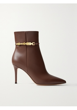 Gianvito Rossi - Vitello Glove 85 Embellished Leather Ankle Boots - Brown - IT36,IT36.5,IT37,IT37.5,IT38,IT38.5,IT39,IT39.5,IT40,IT40.5,IT41,IT42