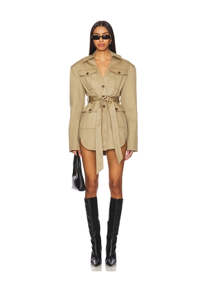 EAVES Lumi Mini Dress in Tan. Size L. Also in XXS, M, XL.