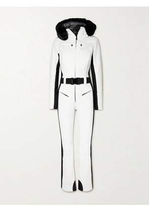 Goldbergh - Parry Belted Hooded Faux Fur-trimmed Ski Suit - White - UK 6,UK 8,UK 10,UK 12,UK 14