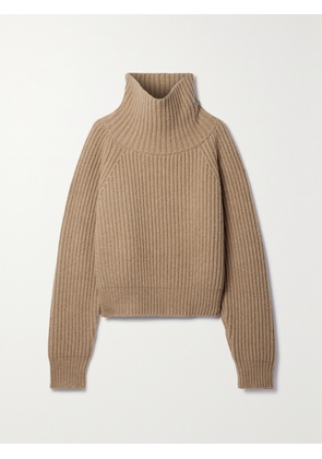 KHAITE - Lanzino Ribbed Cashmere Turtleneck Sweater - Brown - x small,small,medium,large,x large