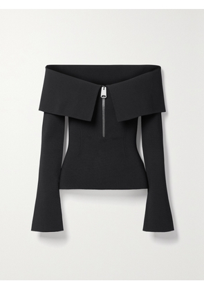 KHAITE - Sevyn Off-the-shoulder Knitted Top - Black - x small,small,medium,large