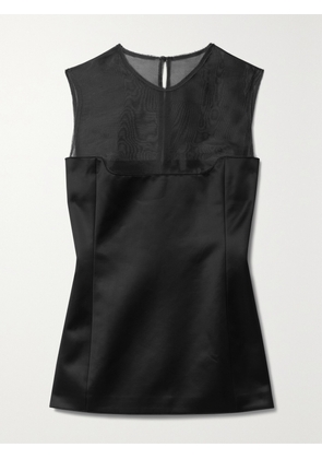 KHAITE - Sasmo Tulle-paneled Cotton-blend Duchesse-satin Top - Black - US0,US2,US4,US6,US8,US10,US12