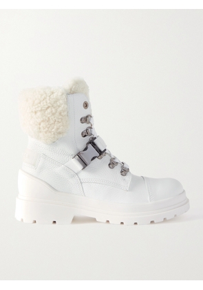 BOGNER - St. Moritz Buckled Shearling-lined Textured-leather Ankle Boots - White - IT35,IT36,IT37,IT38,IT39,IT40,IT41,IT42