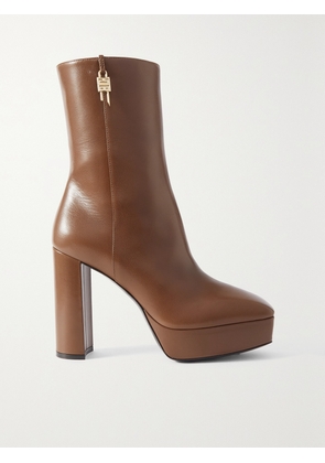 Givenchy - G Lock Glossed-leather Platform Ankle Boots - Brown - IT37,IT37.5,IT38,IT38.5,IT39,IT39.5,IT40,IT41