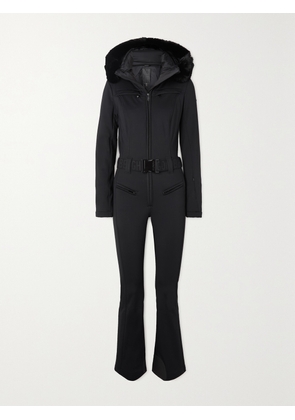 Goldbergh - Parry Belted Hooded Faux Fur-trimmed Ski Suit - Black - UK 4,UK 6,UK 8,UK 10,UK 12,UK 14