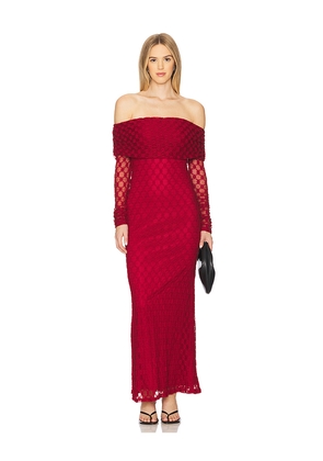 Bardot Adoni Off Shoulder Maxi Dress in Red. Size 2. Also in 4.