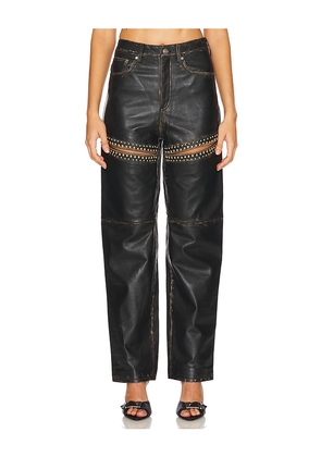 AREA Studded Leather Slit Leg Pant in Black. Size 10. Also in 6, 8.