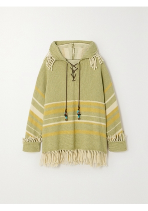 FORTELA - Fern Fringed Striped Wool-blend Hoodie - Green - IT36,IT38,IT40,IT42,IT44,IT46