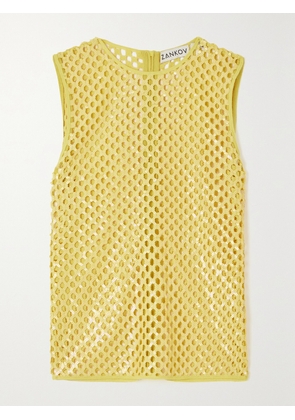 ZANKOV - Dushka Sequined Open-knit Top - Yellow - x small,small,medium,large