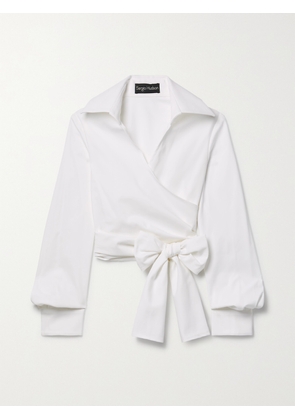 SERGIO HUDSON - Cropped Stretch-cotton Wrap Shirt - White - x small,small,medium,large,x large