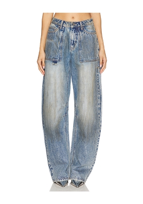 AFRM Rhett Carpenter Barrel Jeans in Blue. Size 24. Also in 25, 26, 27, 28, 30.