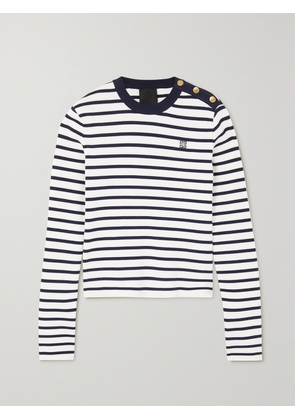Givenchy - Button-embellished Striped Cotton Sweater - White - x small,small,medium,large,x large