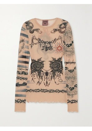 Jean Paul Gaultier - + Knwls Printed Stretch-jersey Top - Neutrals - xx small,x small,small,medium,large,x large