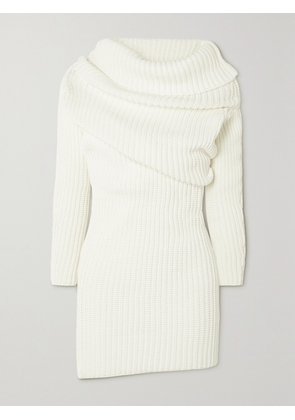 A.W.A.K.E. MODE - Draped Ribbed Merino Wool-blend Turtleneck Sweater - Ivory - x small,small,medium,large