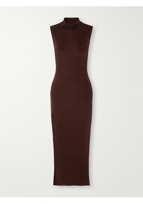 GAUGE81 - Flora Metallic Cotton-blend Jersey Turtleneck Midi Dress - Brown - EU 34,EU 36,EU 38,EU 40,EU 42,EU 44