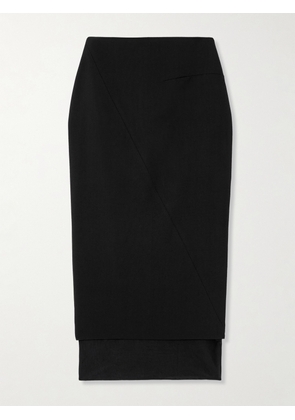 GAUGE81 - Sabie Mesh-trimmed Grain De Poudre Midi Skirt - Black - EU 34,EU 36,EU 38,EU 40,EU 42,EU 44