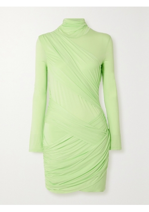 GAUGE81 - Kores Draped Neon Stretch-jersey Turtleneck Mini Dress - Green - EU 34,EU 36,EU 38,EU 40,EU 42,EU 44