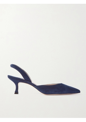 Manolo Blahnik - Carolyne 50 Suede Slingback Pumps - Blue - IT35,IT36,IT36.5,IT37,IT37.5,IT38,IT38.5,IT39,IT39.5,IT40,IT40.5,IT41,IT41.5,IT42,IT42.5,IT43