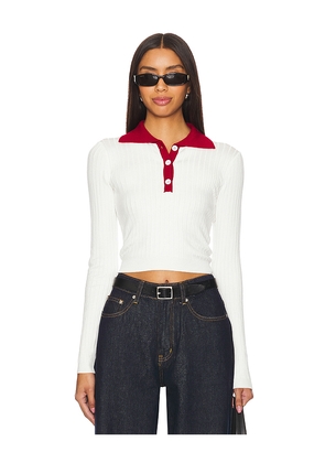 ALL THE WAYS Helena Polo Sweater in White. Size L. Also in XS.