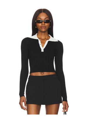 ALL THE WAYS Helena Polo Sweater in Black. Size L. Also in XS.