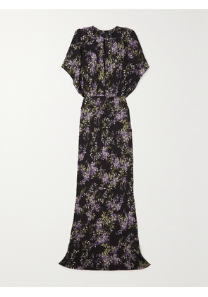 Norma Kamali - Obie Cutout Floral-print Georgette Gown - Purple - xx small,x small,small,medium,large,x large