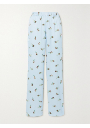 SLEEPER - Blossom Floral-print Satin Pants - Blue - x small,small,medium,large,x large
