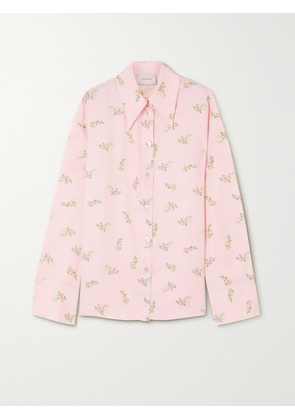 SLEEPER - Blossom Floral-print Satin Shirt - Pink - x small,small,medium,large,x large
