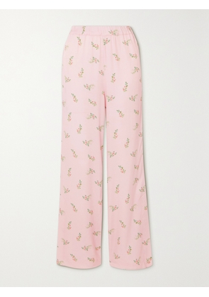 SLEEPER - Blossom Floral-print Satin Pants - Pink - x small,small,medium,large,x large