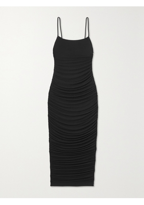 WARDROBE.NYC - Ruched Stretch-jersey Midi Dress - Black - xx small,x small,small,medium,large,x large