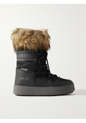 Moon Boot - Ltrack Monaco Faux Fur-trimmed Shell And Faux Leather Snow Boots - Black - EU 35,EU 36,EU 37,EU 38,EU 39,EU 40,EU 41,EU 42