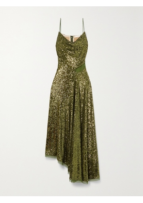 JASON WU COLLECTION - Asymmetric Sequined Chiffon Maxi Dress - Green - US0,US2,US4,US6,US8,US10