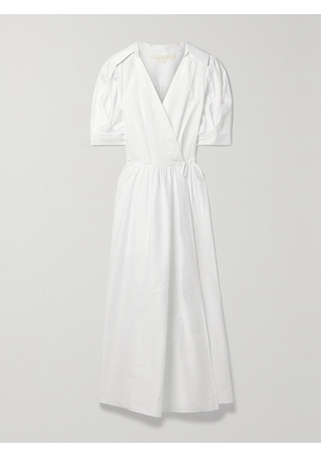 JASON WU COLLECTION - Gathered Cotton-sateen Midi Wrap Dress - White - US0,US2,US4,US6,US8,US10,US12,US14