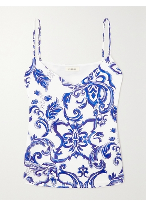 L'AGENCE - Jane Printed Silk-satin Camisole - Blue - x small,small,medium,large