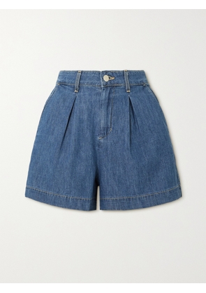 L'AGENCE - Zahari Pleated Denim Shorts - Blue - 23,24,25,26,27,28,29,30,31,32,33