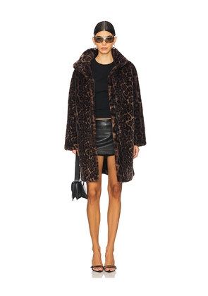 Apparis Blair Leopard Mid Length Coat in Brown. Size M. Also in XS, S.