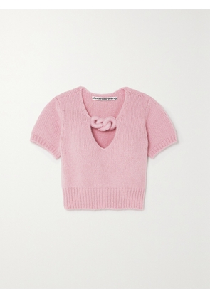 ALEXANDER WANG - Cropped Cutout Embellished Alpaca-blend Top - Pink - x small,small,medium,large
