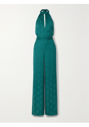 RIXO - Rocky 2 Satin-jacquard Halterneck Jumpsuit - Green - UK 6,UK 8,UK 10,UK 12,UK 14,UK 16,UK 18,UK 20