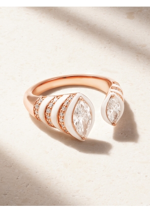 Kamyen - 18-karat Rose Gold, Enamel And Diamond Ring - 5,6,7