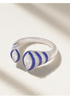 Kamyen - 18-karat White Gold, Enamel And Diamond Ring - 5,6,7