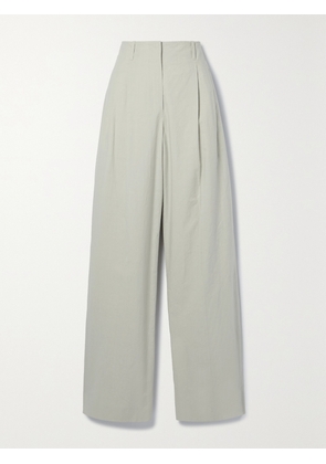 The Row - Gaugin Pleated Cotton-poplin Wide-leg Pants - Gray - US0,US2,US4,US6,US8,US10,US12,US14