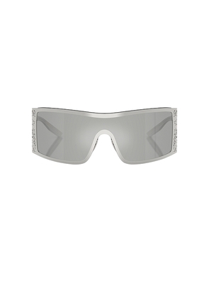 Dolce & Gabbana Shield Sunglasses in Metallic Silver.