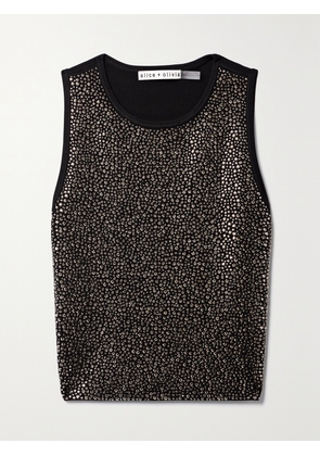 ALICE + OLIVIA - Darina Cropped Crystal-embellished Stretch-knit Top - Black - x small,small,medium,large,x large